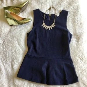 Factory navy blue peplum top tank shell
